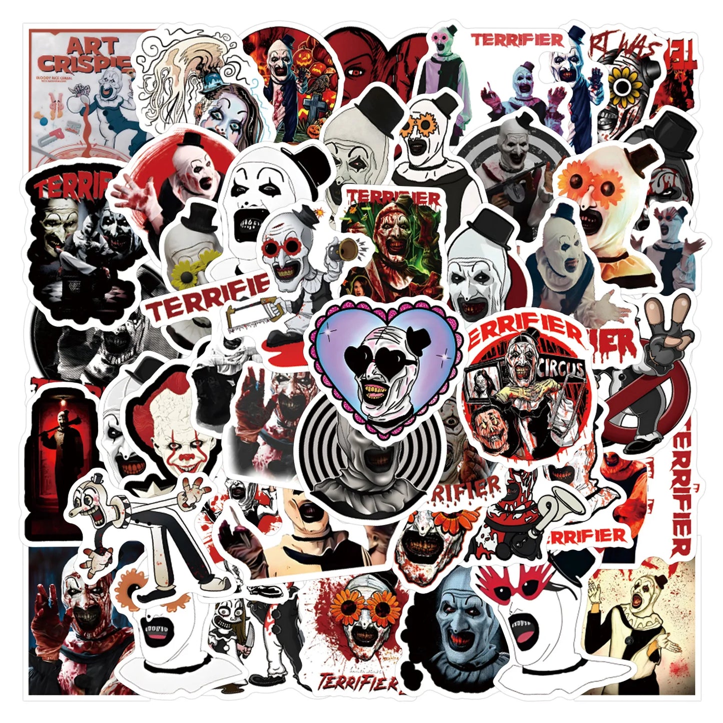 Terrifier 3 Horror Stickers PVC Waterproof Skateboard Notebook Graffiti Toy