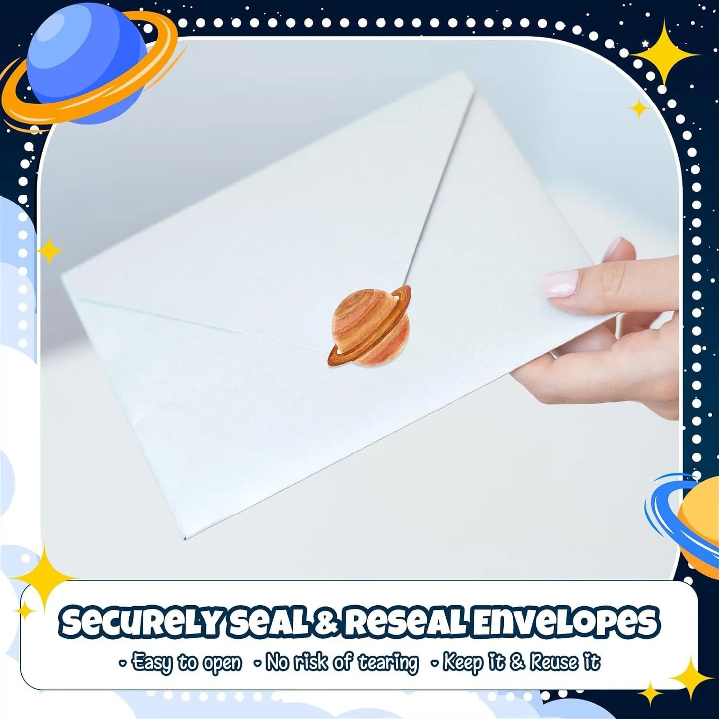 500Pcs /1 Rolls 2.5cm/1inch Cartoon Starry Sky Planet Circle Sticker Decoration Gift Box Sticker Label Stationery Sticker