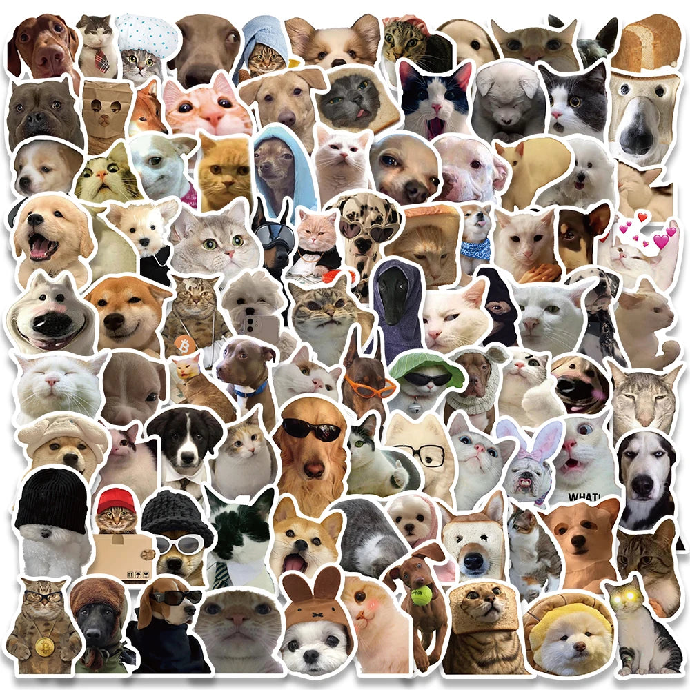 Kawaii Cat Dog Animal Meme Stickers Decals for Skateboard Laptop Car Kids Toy