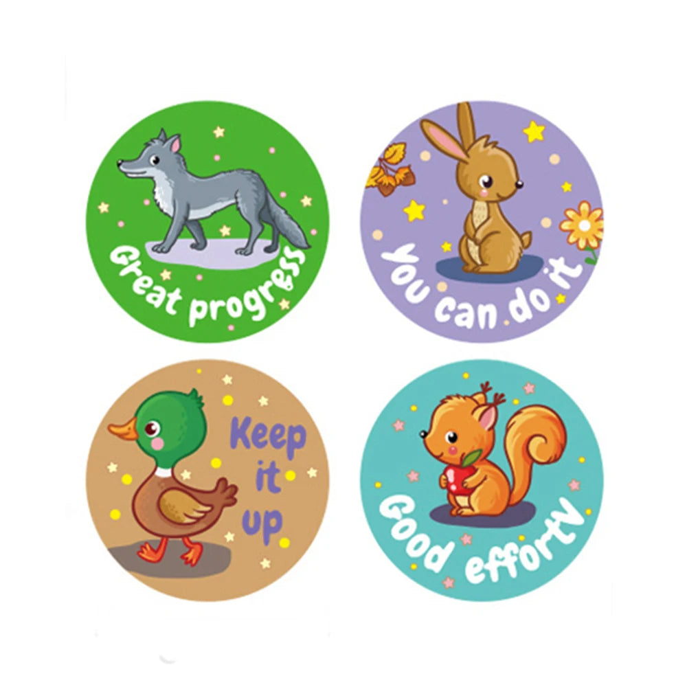 100-300pcs NEW Kids' Motivational Stickers Cute Animal Reward Sticker Friendly Campus Office Classification Self-adhesive label