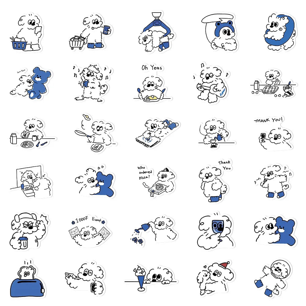 10/30/65PCS Kawaii Naughty Puppy Dog Stickers Graffiti DIY Luggage Phone Fridge Laptop Wall Decals PVC Waterproof Classic Toys