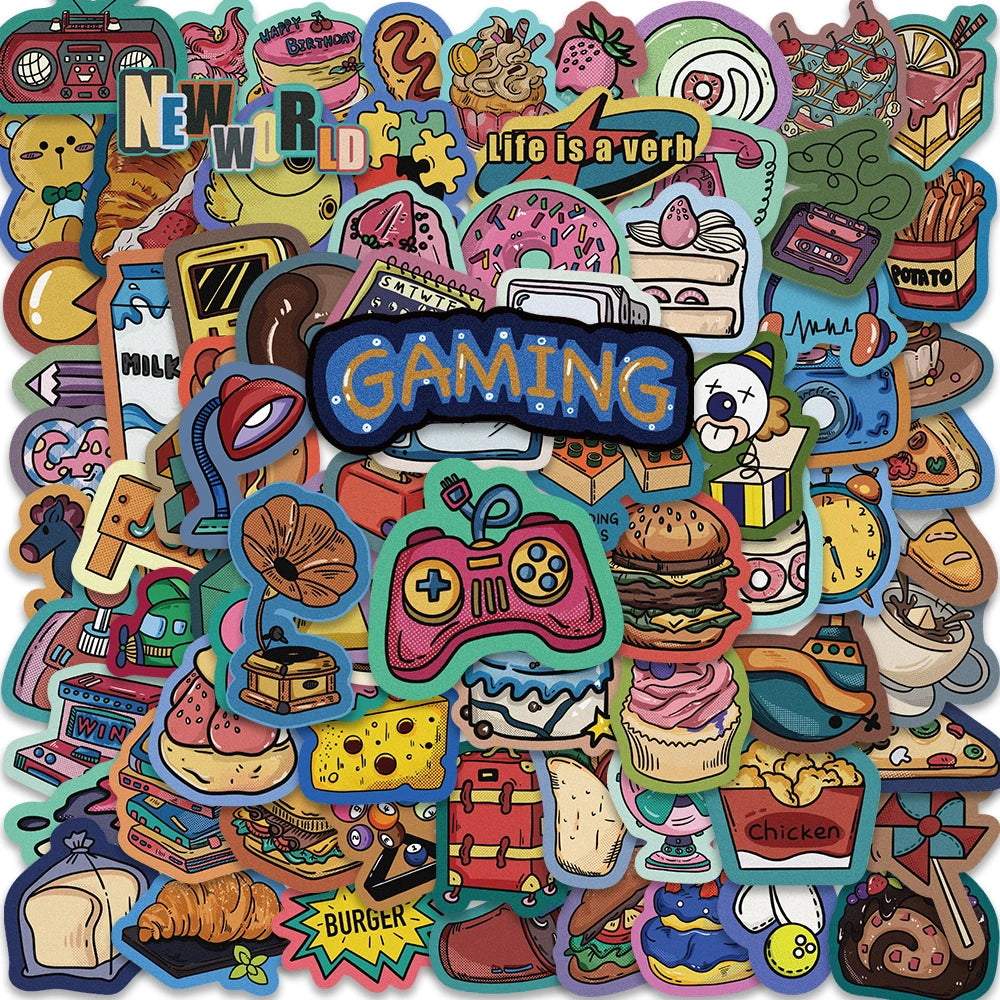 80PCS Vintage Carnival Sticker Set for Laptop, Motorcycle, Skateboard, Luggage, Aesthetic Decals