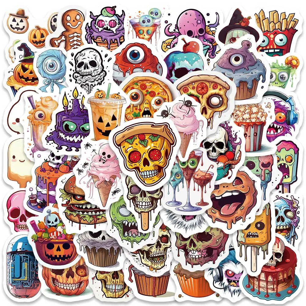 50PCS Halloween Horror Stickers Waterproof for Phone, Helmet, Bottle, Luggage