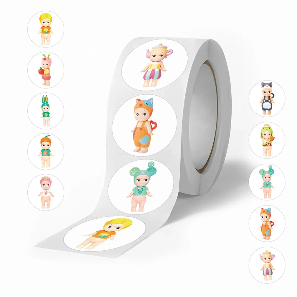 500Pcs/Roll Sunny Angel Kawaii Baby Stickers Cute Character Decoration for Stationery Phone Laptop