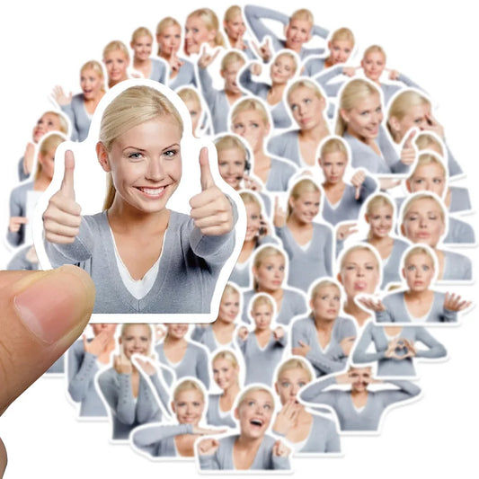 Blond Hair Meme Stickers - Waterproof PVC Decals for Phone, Notebook, Bike, Laptop