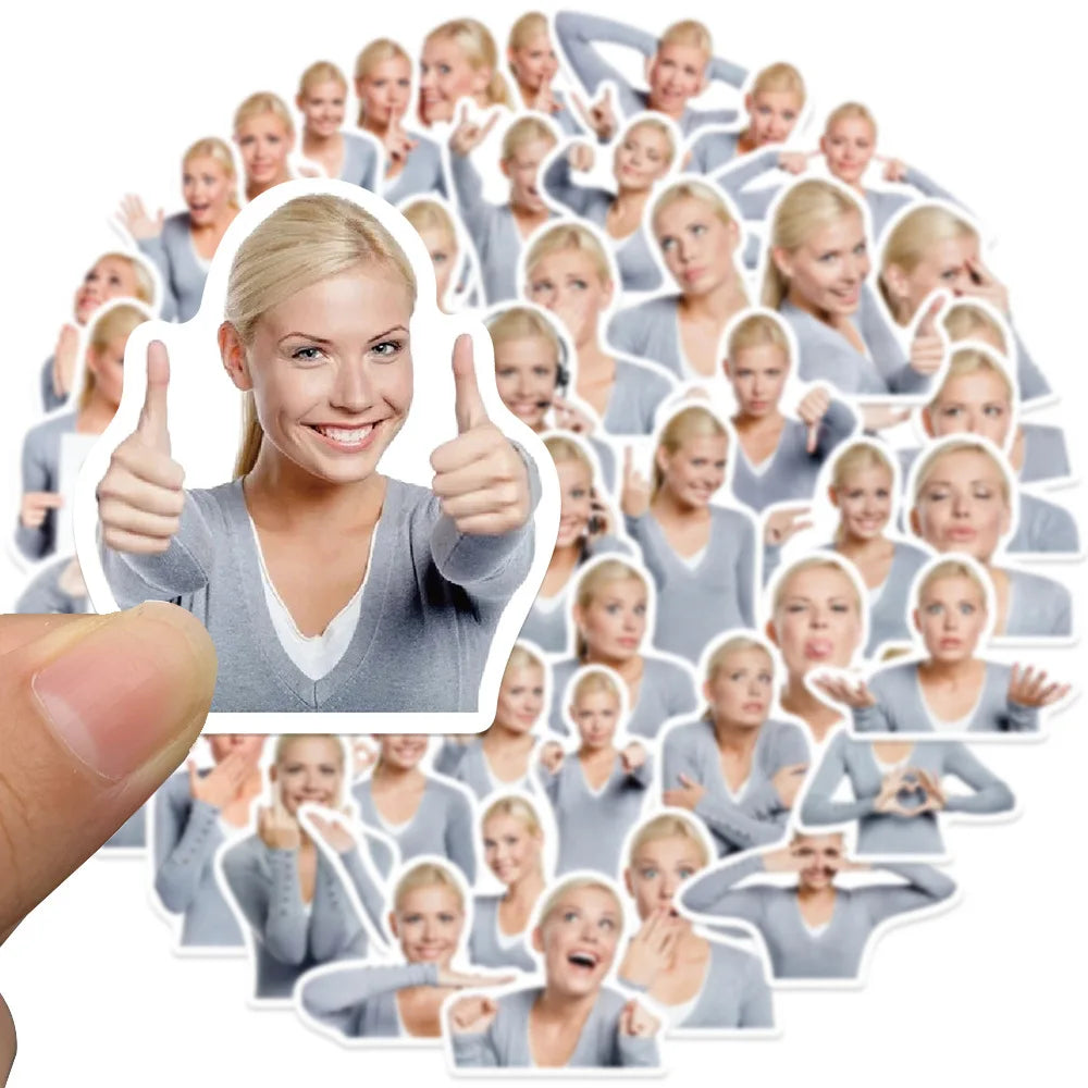 Blond Hair Meme Stickers - Waterproof PVC Decals for Phone, Notebook, Bike, Laptop