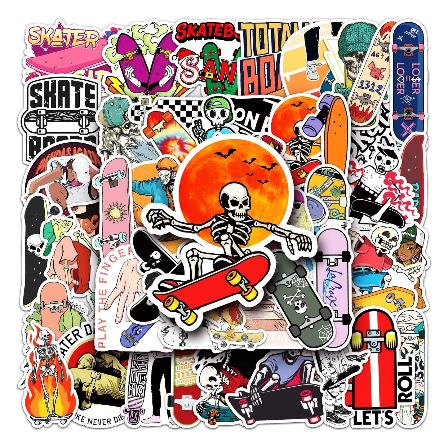 50Pcs Skateboard Cartoon Waterproof Vinyl Stickers