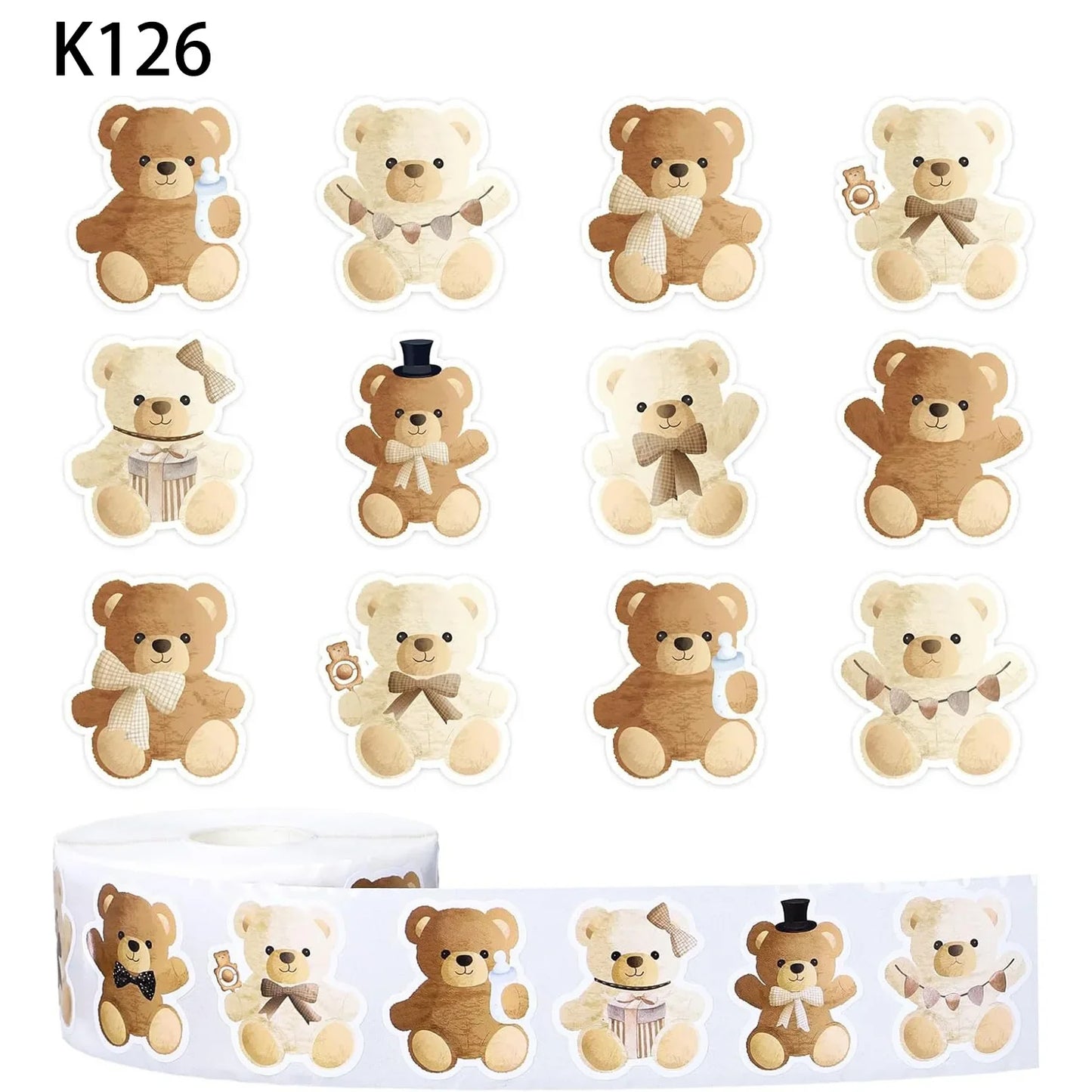 50-500pcs Cartoon Cute Bear Sticker Children Reward Encouragement Sticker Birthday Party Gift Packaging Sealing Decor Lables