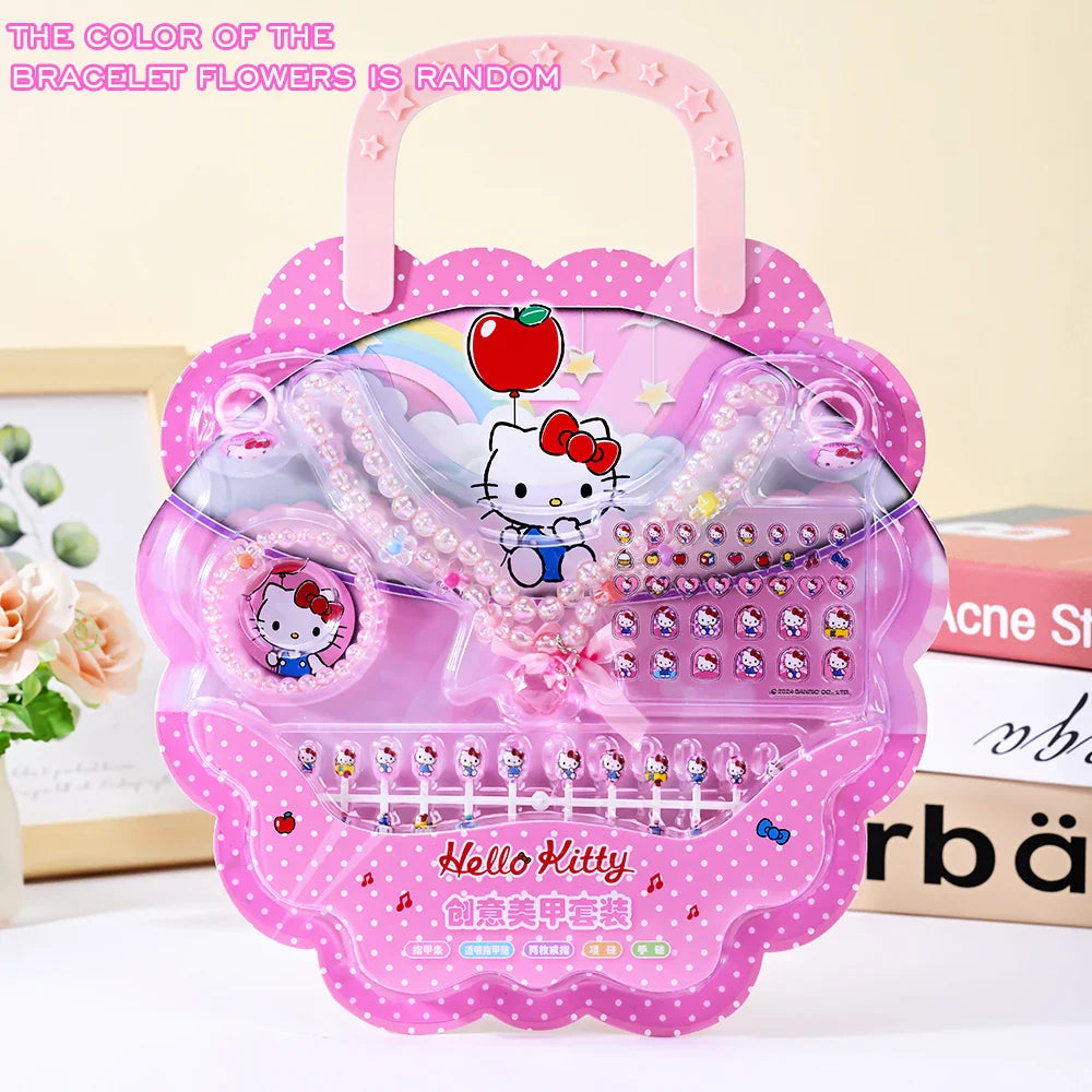 Kids Acrylic Fake Nails Set Kuromi MyMelody Cinnamoroll