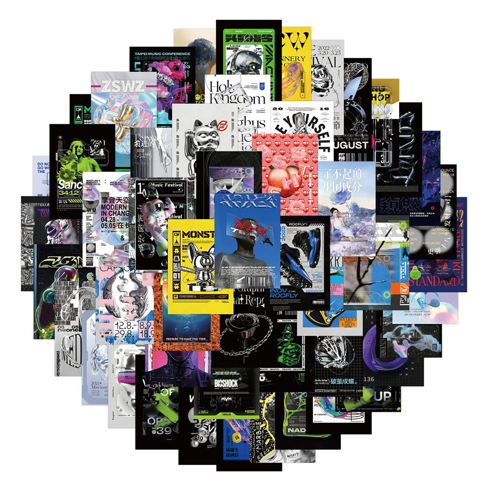 Cool Acid Graphic Graffiti Stickers - Waterproof Decals for Phone, Skateboard, Laptop, Helmet (10/30/50pcs)
