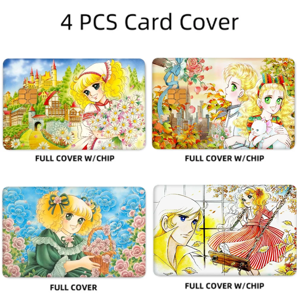 Candy Anime Card Stickers: 4pc Set for Credit/Debit Cards