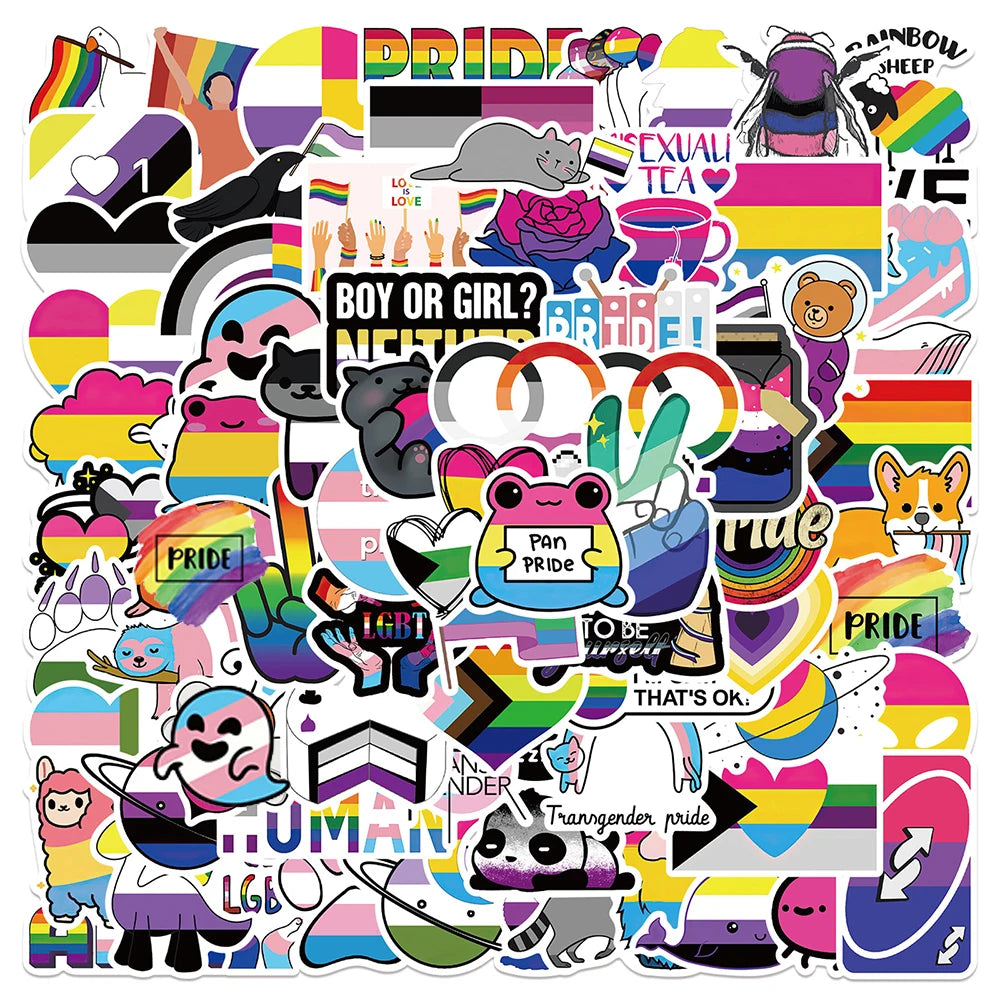 LGBT Pride Rainbow Stickers Pack - Laptop, Phone, Bike, Luggage Decals