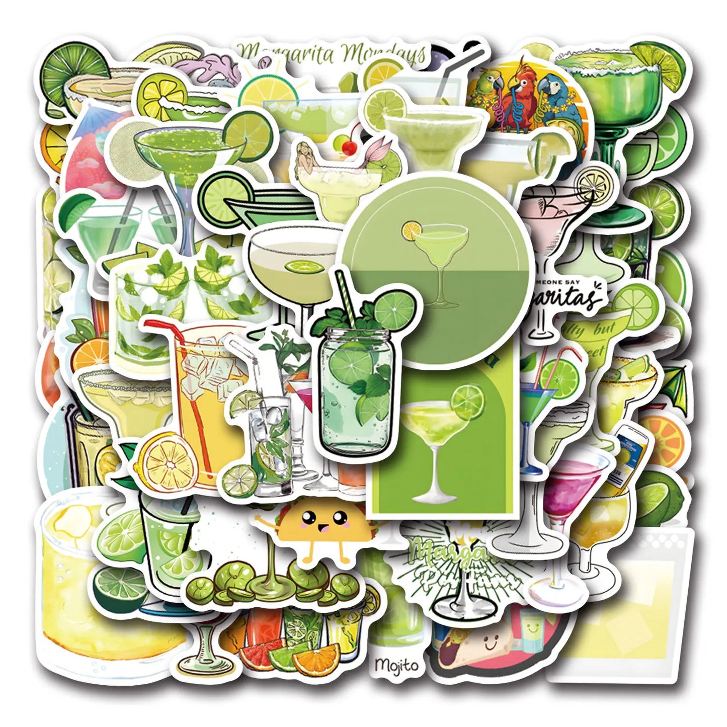 Margarita Cocktail Stickers Pack - Drink Cartoon Decals for Luggage, Laptop, Phone, Guitar, Car, Bike, Toy