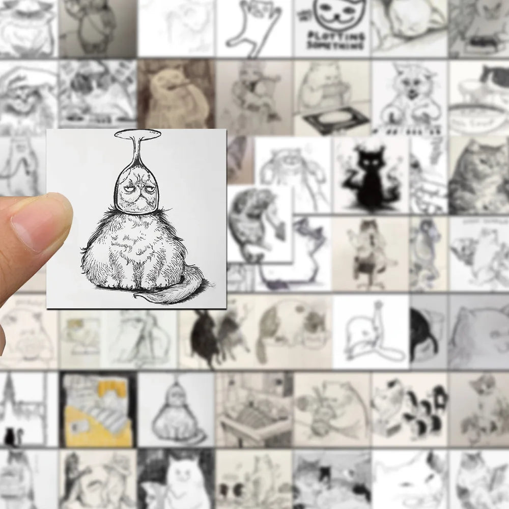 Cute Animal Cat Stickers for Phone Laptop Luggage Skateboard Kids Toy