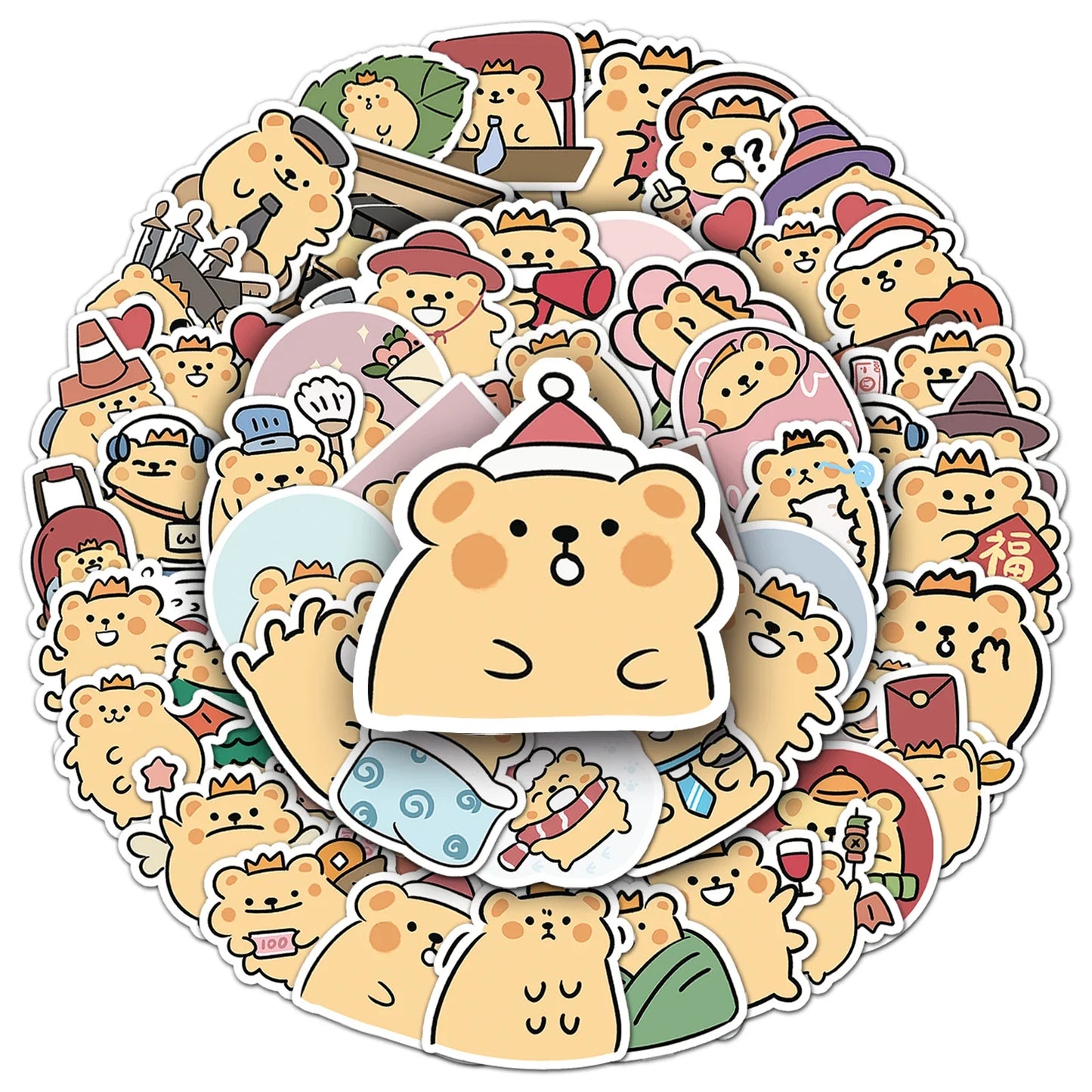50Pcs Cute Bear Waterproof Vinyl Stickers for Skateboard Snowboard Decals