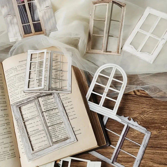 10 Pcs Vintage Laser Cut Window Door Stickers for Scrapbooking and DIY Crafts