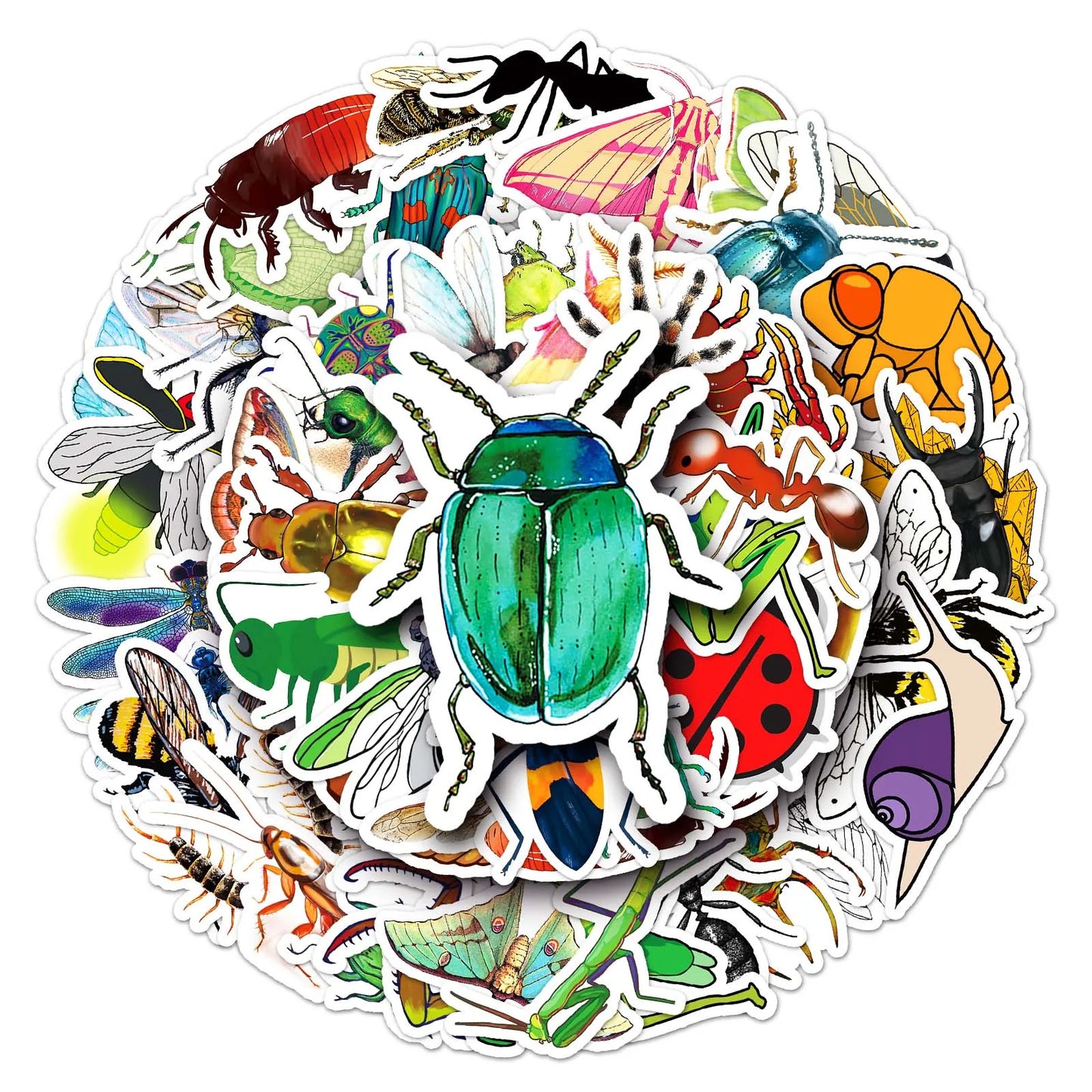 50Pcs Insect Cartoon Waterproof Vinyl Stickers for Skateboard Snowboard