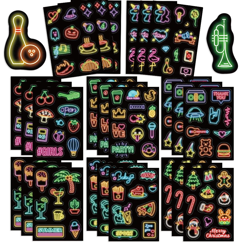 Cute Cartoon Neon Graffiti Stickers for Kids - DIY Laptop, Phone, Notebook, Suitcase, Fridge Decoration