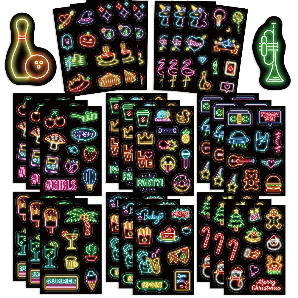 Cute Cartoon Neon Graffiti Stickers for Kids - DIY Laptop, Phone, Notebook, Suitcase, Fridge Decoration