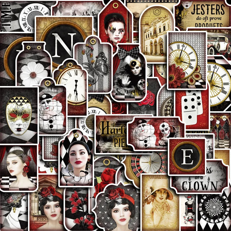 Queen of Hearts Retro Stickers for Phone Laptop Luggage Skateboard Decals Gift