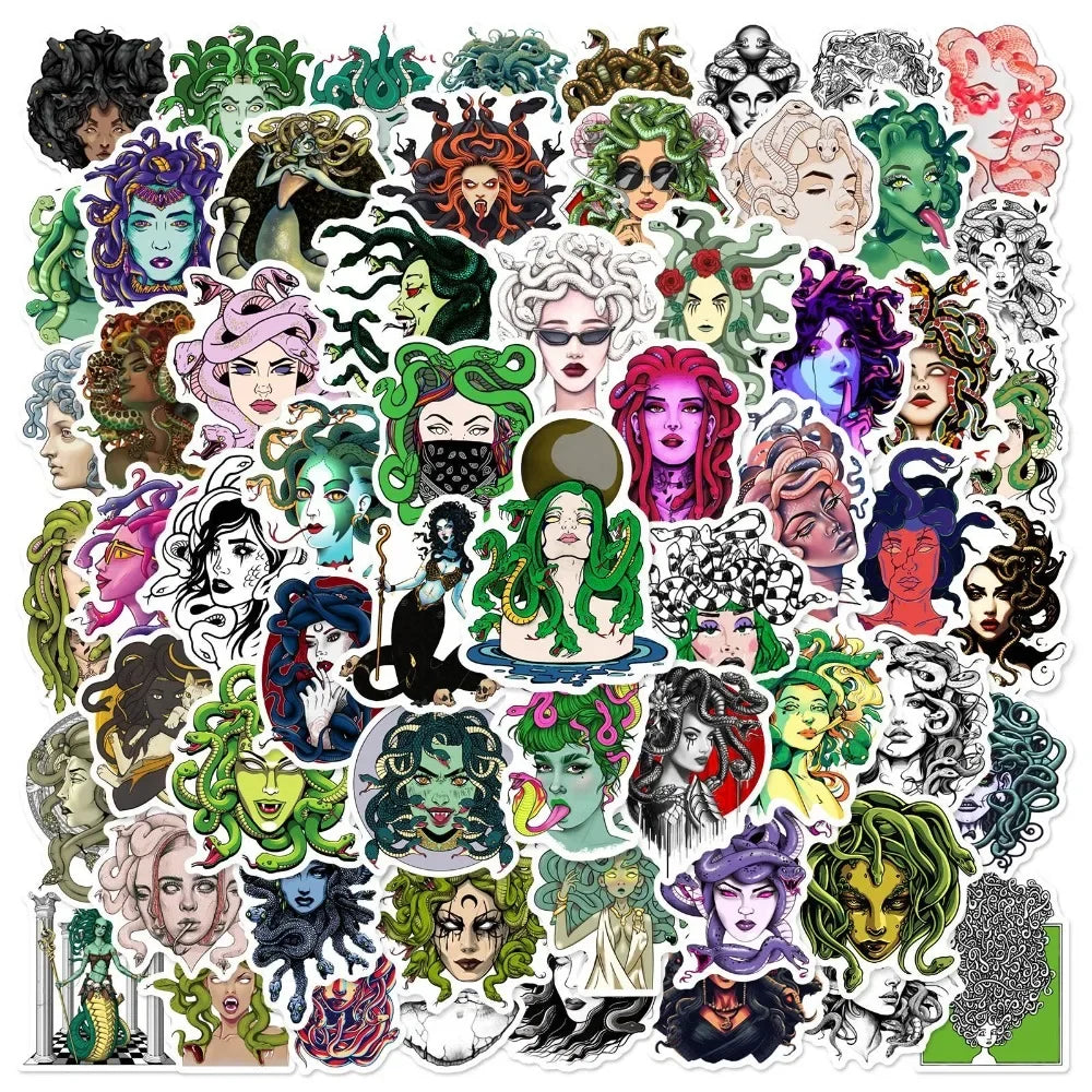 10/50Pcs Cartoon Snaker Medusa Stickers for Car Suitcase Skateboard Guitar Laptop Phone Decor Graffiti Waterproof Sticker Toys