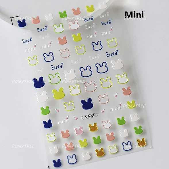 Cherry Fruit Dog Nail Art Stickers - Colorful Cartoon Decals