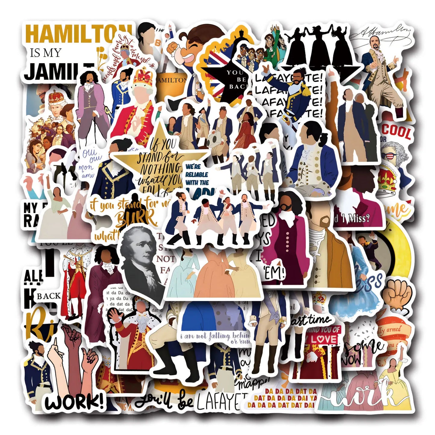 Hamilton Musical Stickers PVC Waterproof Skateboard Notebook Graffiti Toy 10/30/55PCS
