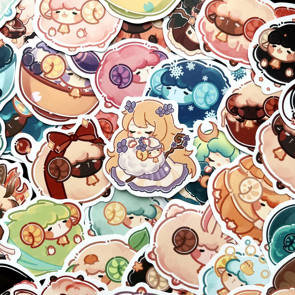 Kawaii Cartoon Sheep Stickers 10/50PCS for Luggage, Phone, Laptop, Kids Reward