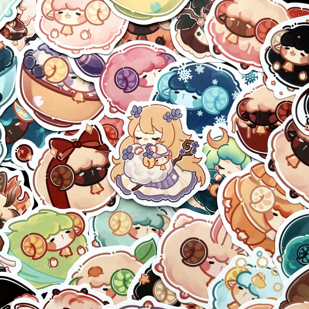 Kawaii Cartoon Sheep Stickers 10/50PCS for Luggage, Phone, Laptop, Kids Reward