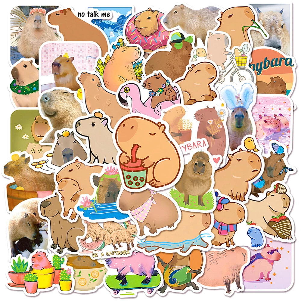 10/30/50PCS Funny Capybara Sticker Cute Cartoon Decals Toys For Kids DIY Stationery Laptop Phone Scrapbook Guitar Bike Sticker
