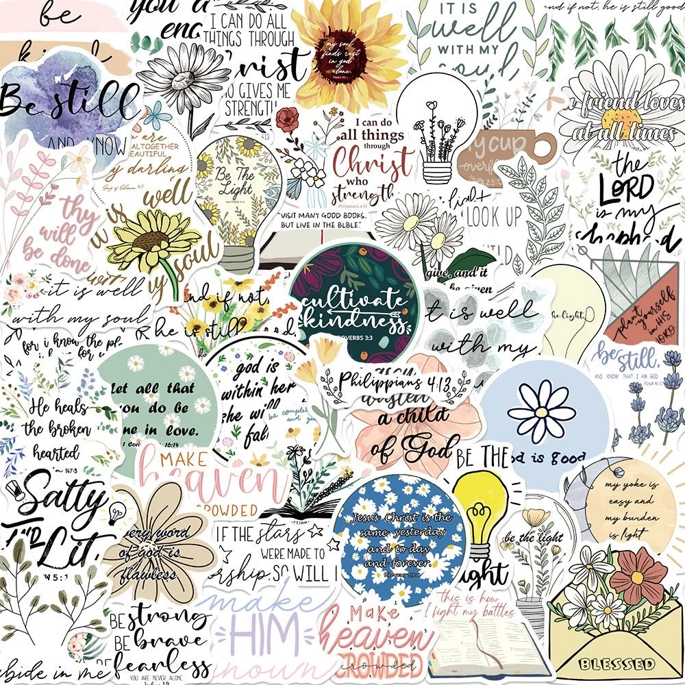 10/30/50pcs Jesus Christian Stickers Religious Bible Decals DIY Scrapbooking Notebook Skateboard Luggage Laptop Phone Sticker