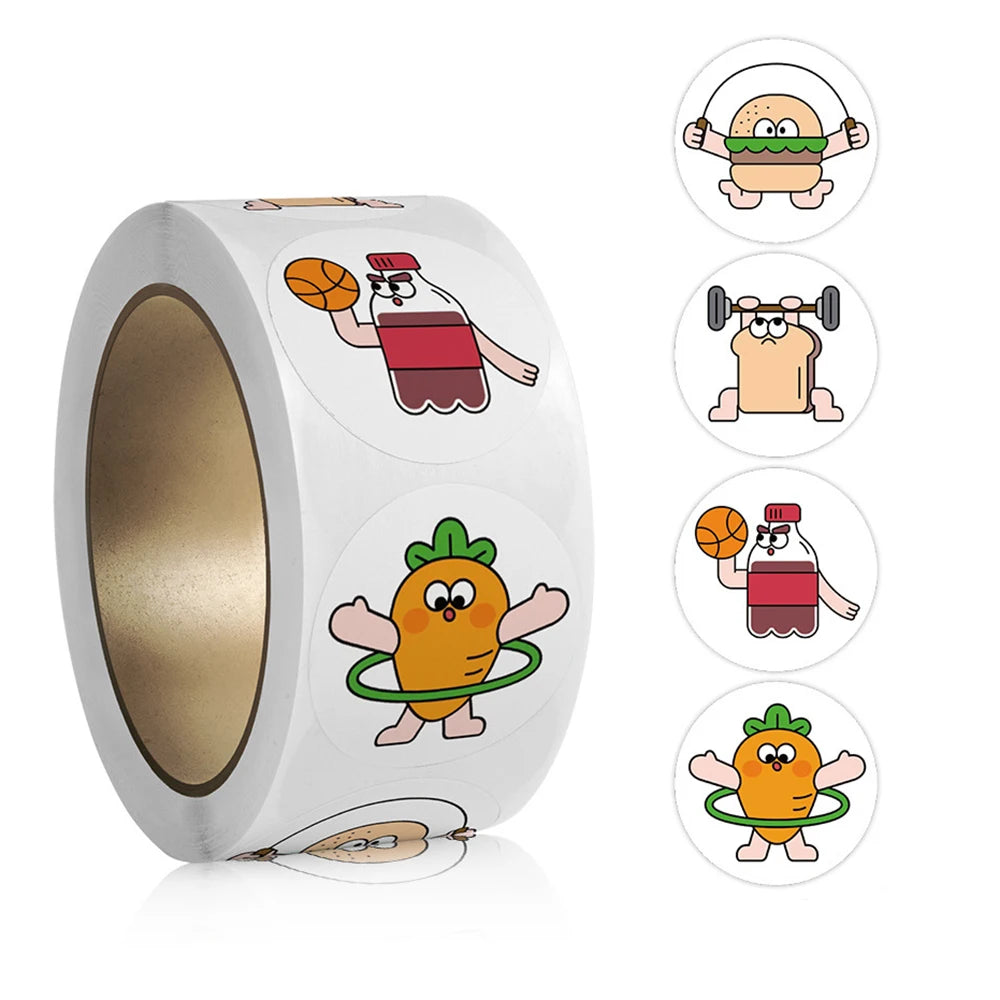 100-500pcs Cute Cartoon Stickers Children's Stickers Kindergarten Inspirational Little Red Flower Reward Roll Stickers