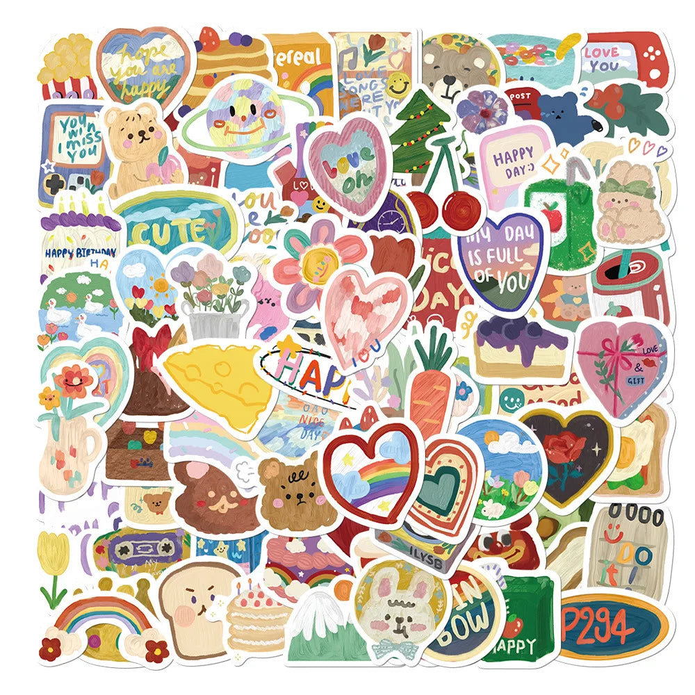 Kawaii Bear Flower Cartoon Stickers for Kids DIY Notebook Laptop Phone Decals