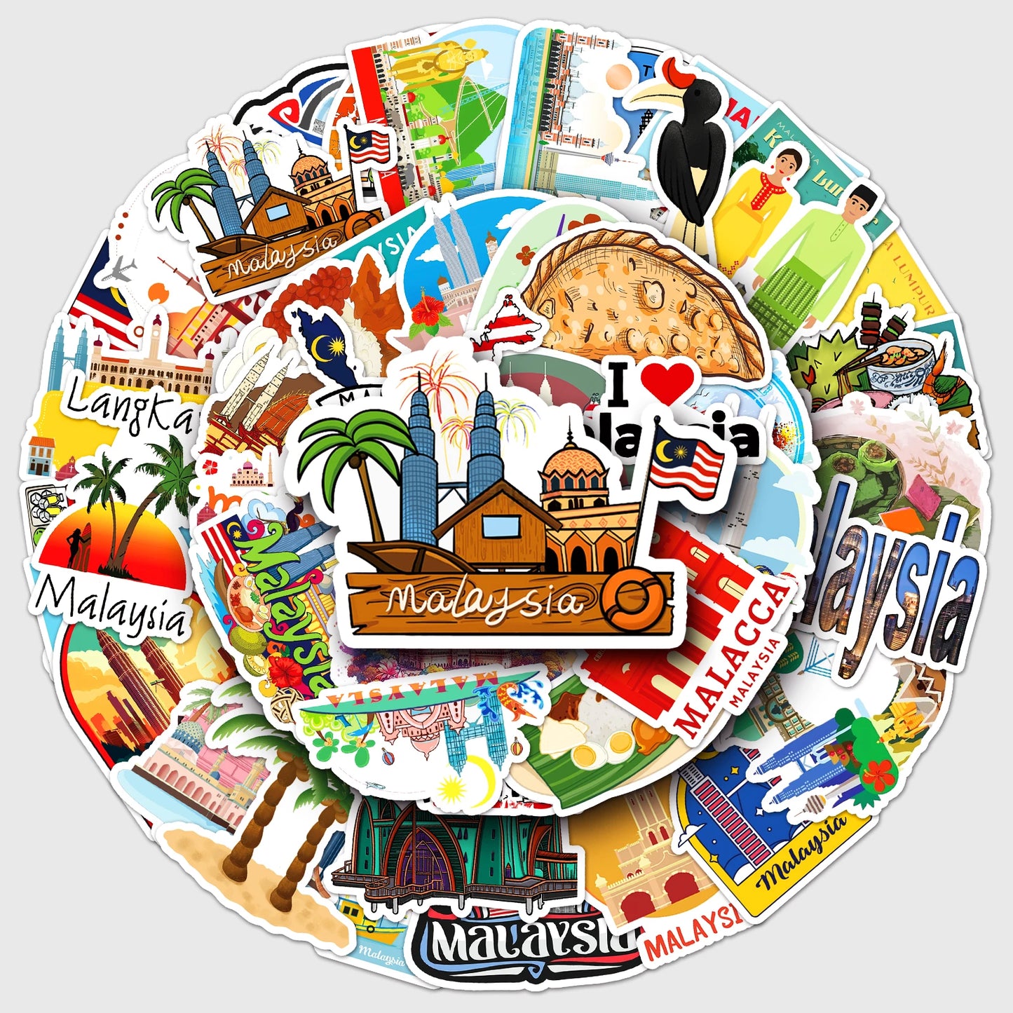 50Pcs City Series Cartoon Waterproof Vinyl Stickers for Skateboard Snowboard