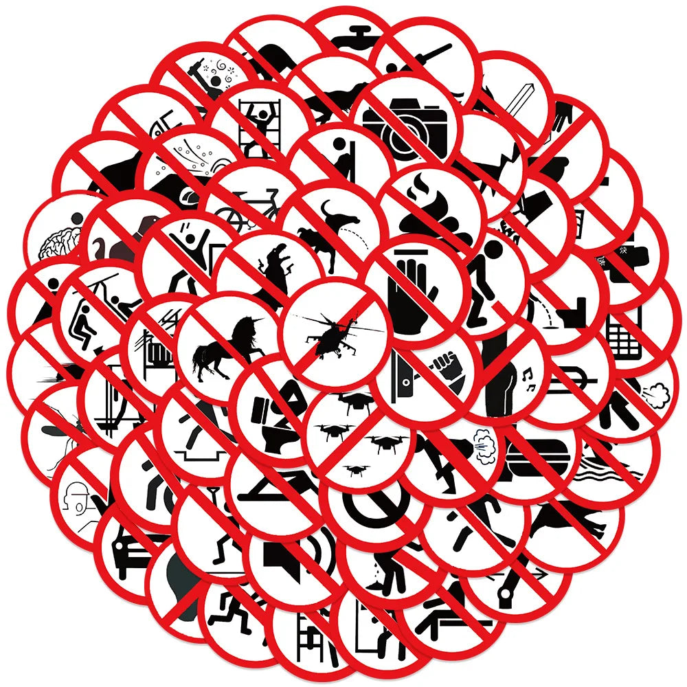 Warning Sign Stickers 10/30/62pcs Waterproof Decals for Laptop Luggage Skateboard Wall Fridge DIY