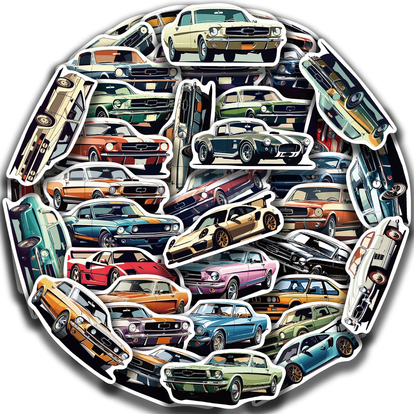 50pcs Waterproof Car Cartoon Stickers for Luggage & Laptops