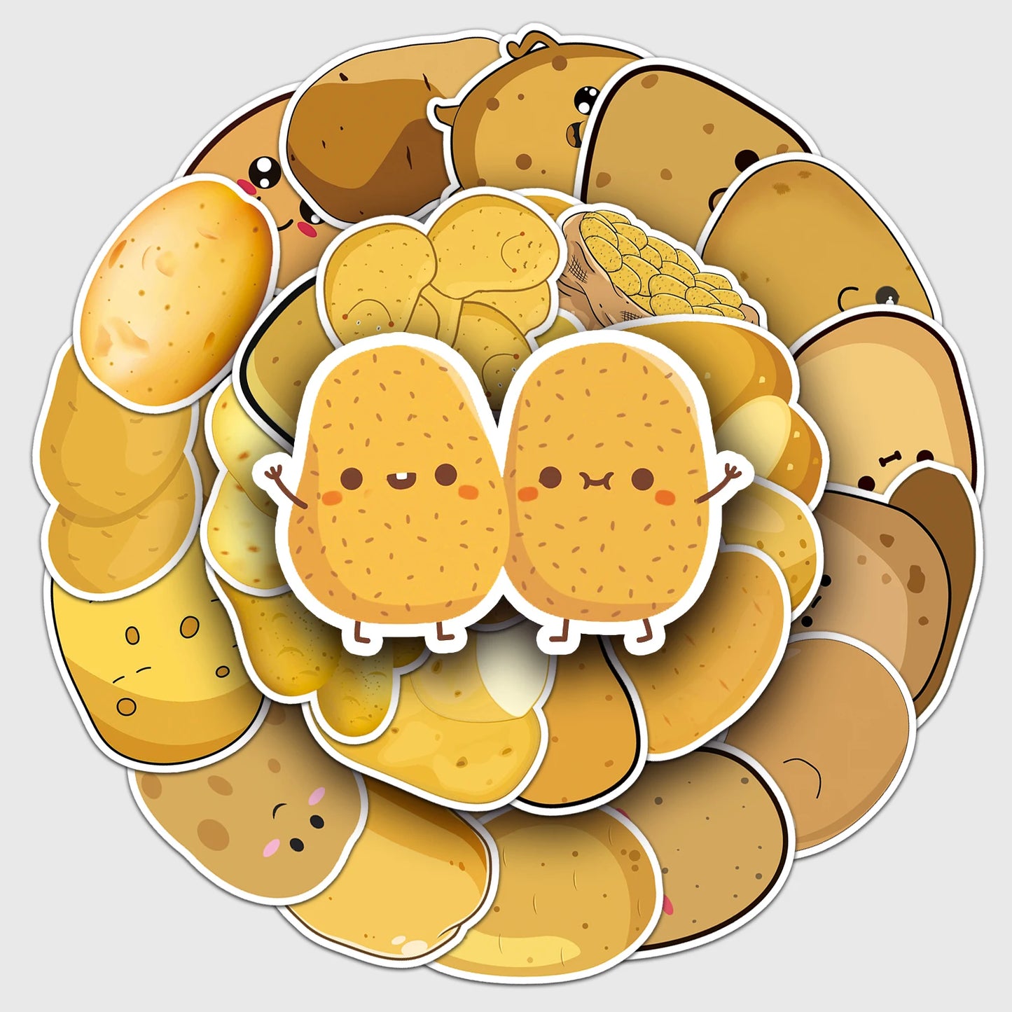 50Pcs Cartoon Potato Waterproof Vinyl Stickers for Skateboard Snowboard Decal