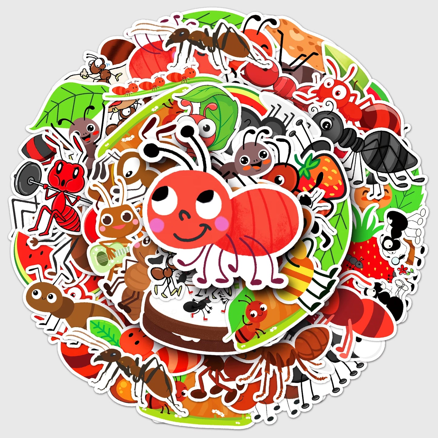 50Pcs Ant Cartoon Waterproof Vinyl Stickers for Skateboard Snowboard Decal