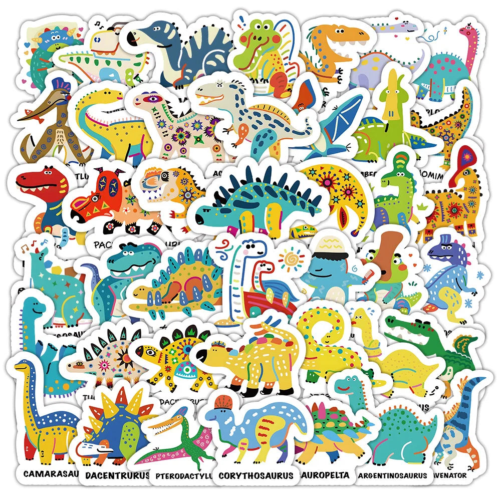 Cute Dinosaur Stickers for Phone, Laptop, Luggage, Skateboard - 63PCS