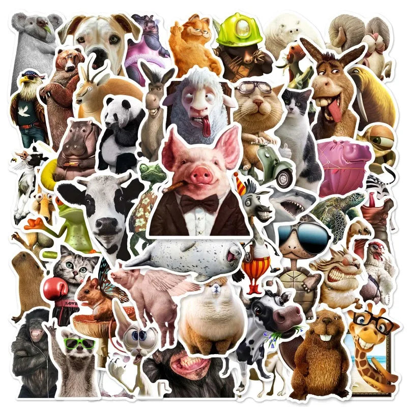 Zoo Animal Stickers for Scrapbook, Water Bottle, Phone, Laptop, Guitar, Teaching Toy - 10/25/50pcs