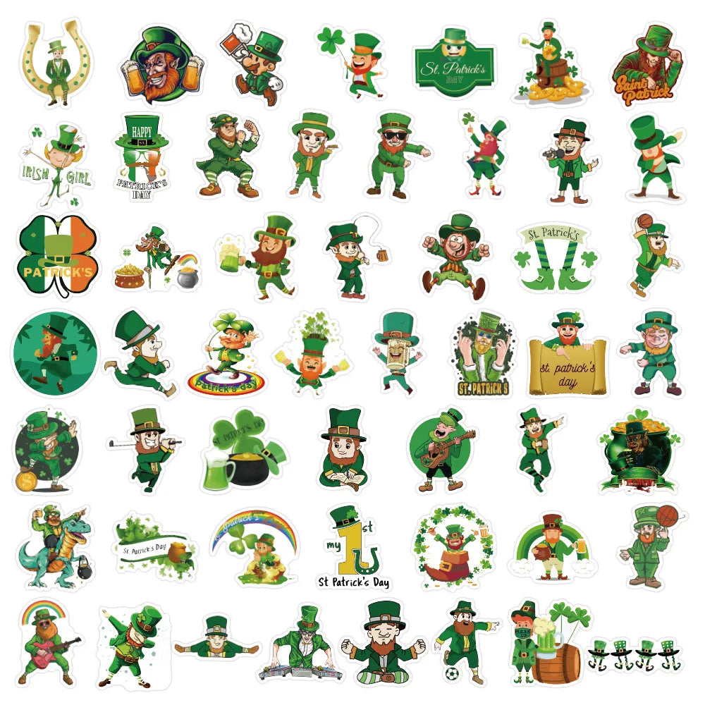 10/50Pcs St. Patrick S Day Stickers Country Ireland Holiday Aesthetic Green Cartoon DIY Toy Fridge Graffiti Decals Sticker