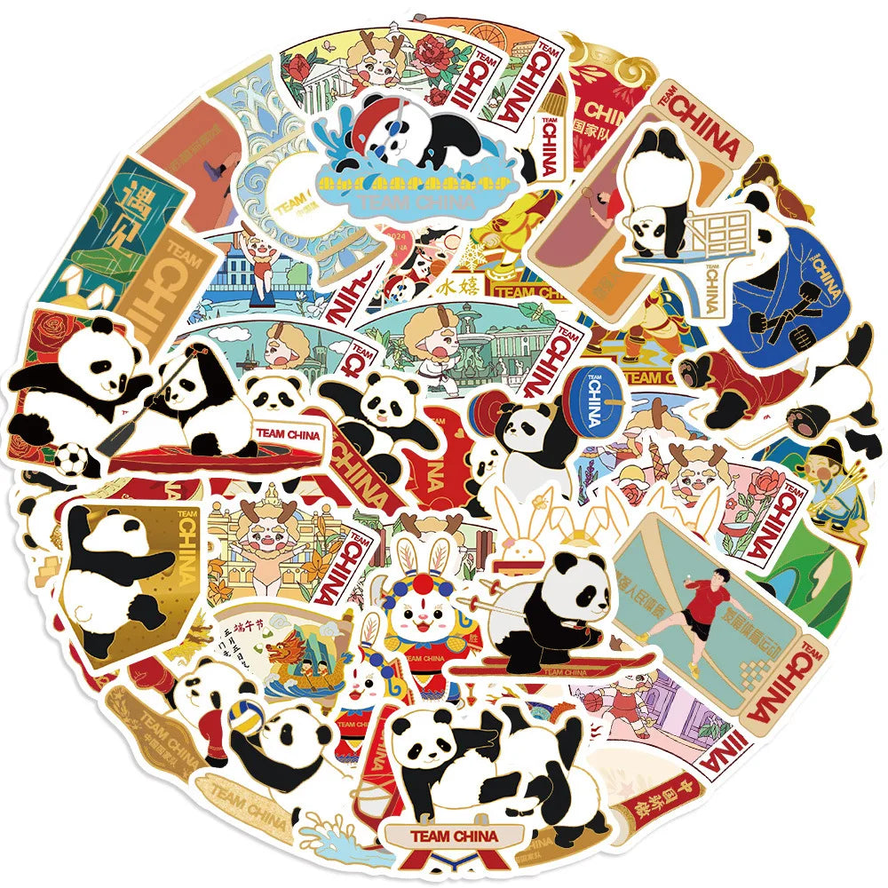 Panda Sports Badge Stickers for Suitcase, Skateboard, Laptop, Luggage, Phone