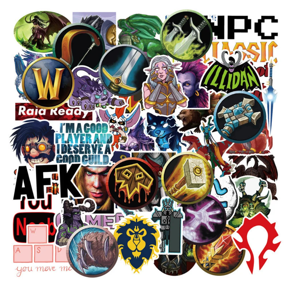50Pcs World of Warcraft Tribal Hero Reflective Car Sticker And Decla For Ford Focus Honda Volkswagen Stickers