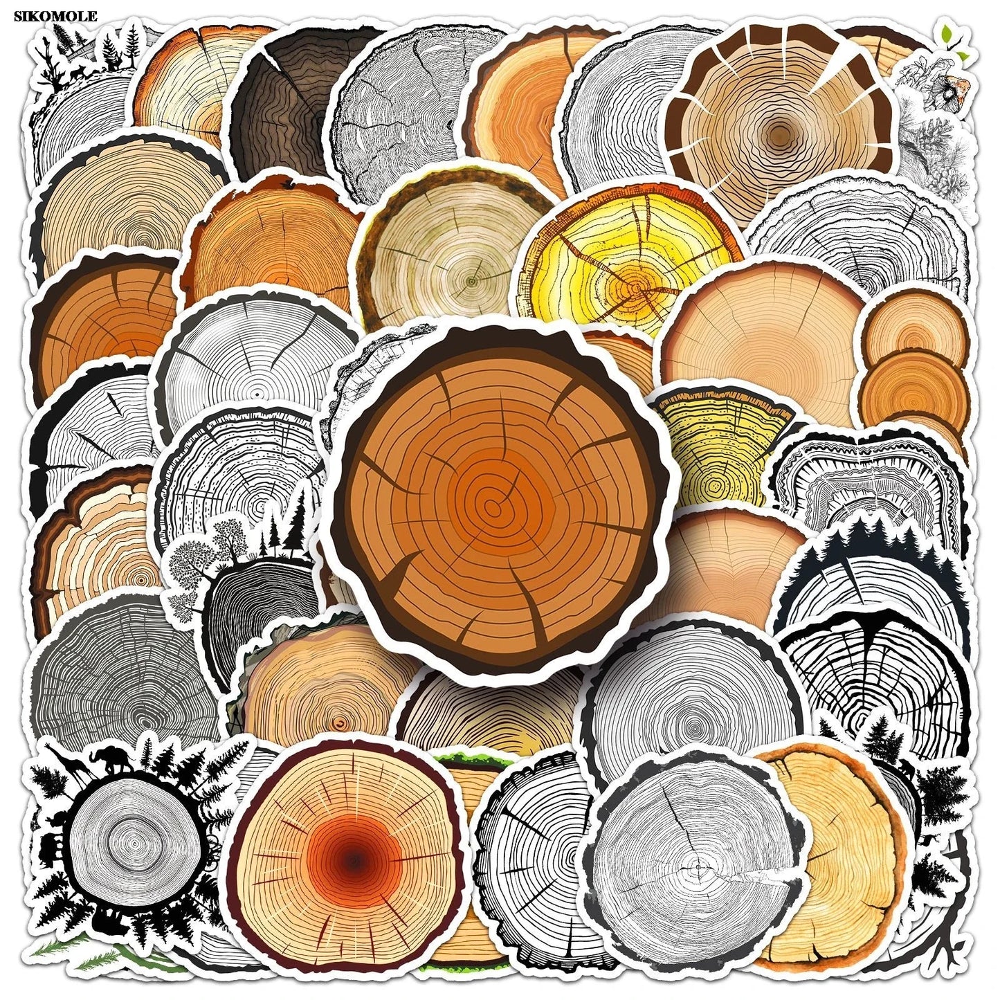 Cartoon Tree Stump Graffiti Stickers for Laptop Luggage Suitcase Decor