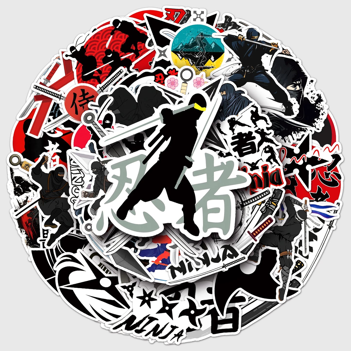 50Pcs Ninja Cartoon Waterproof Vinyl Stickers for Skateboard Snowboard