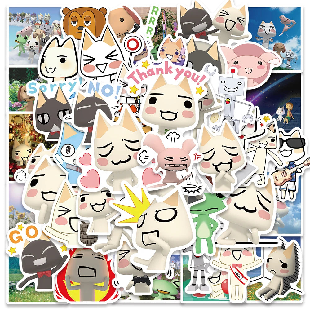50pcs Kawaii Cat Cartoon Sticker Waterproof Decal for Laptop Bike Fridge Car