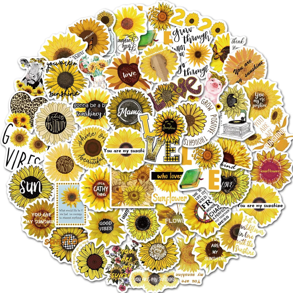10/50Pcs You Are My Sunshine Sunflower Cartoon Graffiti Stickers Laptop Luggage Scrapbook Diary Phone Guitar Sticker Kid Toy