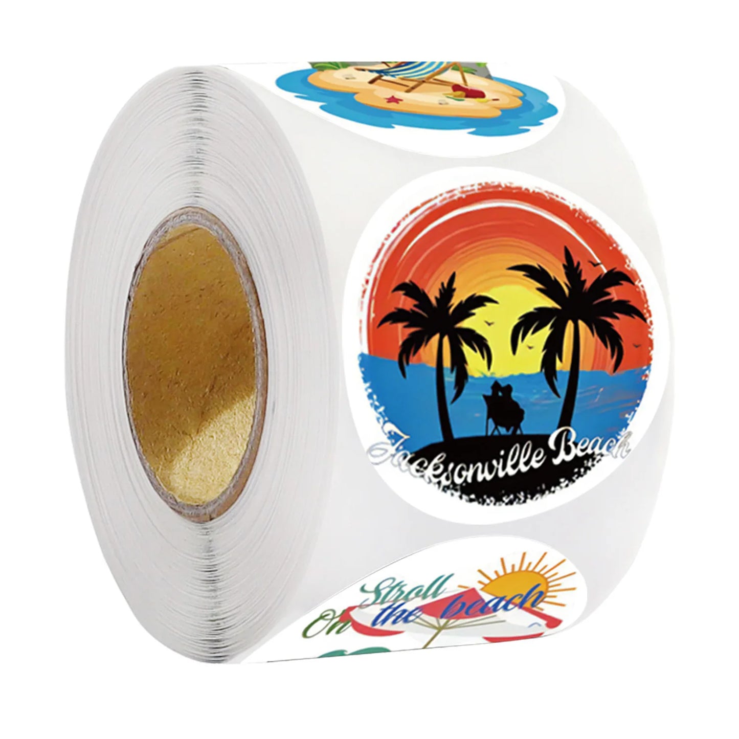 500pcs Summer Cartoon Beaches and Mushrooms Sticker Roll