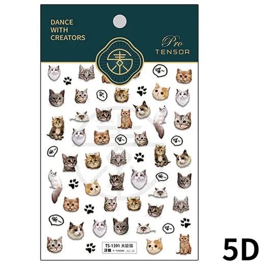 Cat Eye Fishbone Leopard Kitten Nail Art Stickers