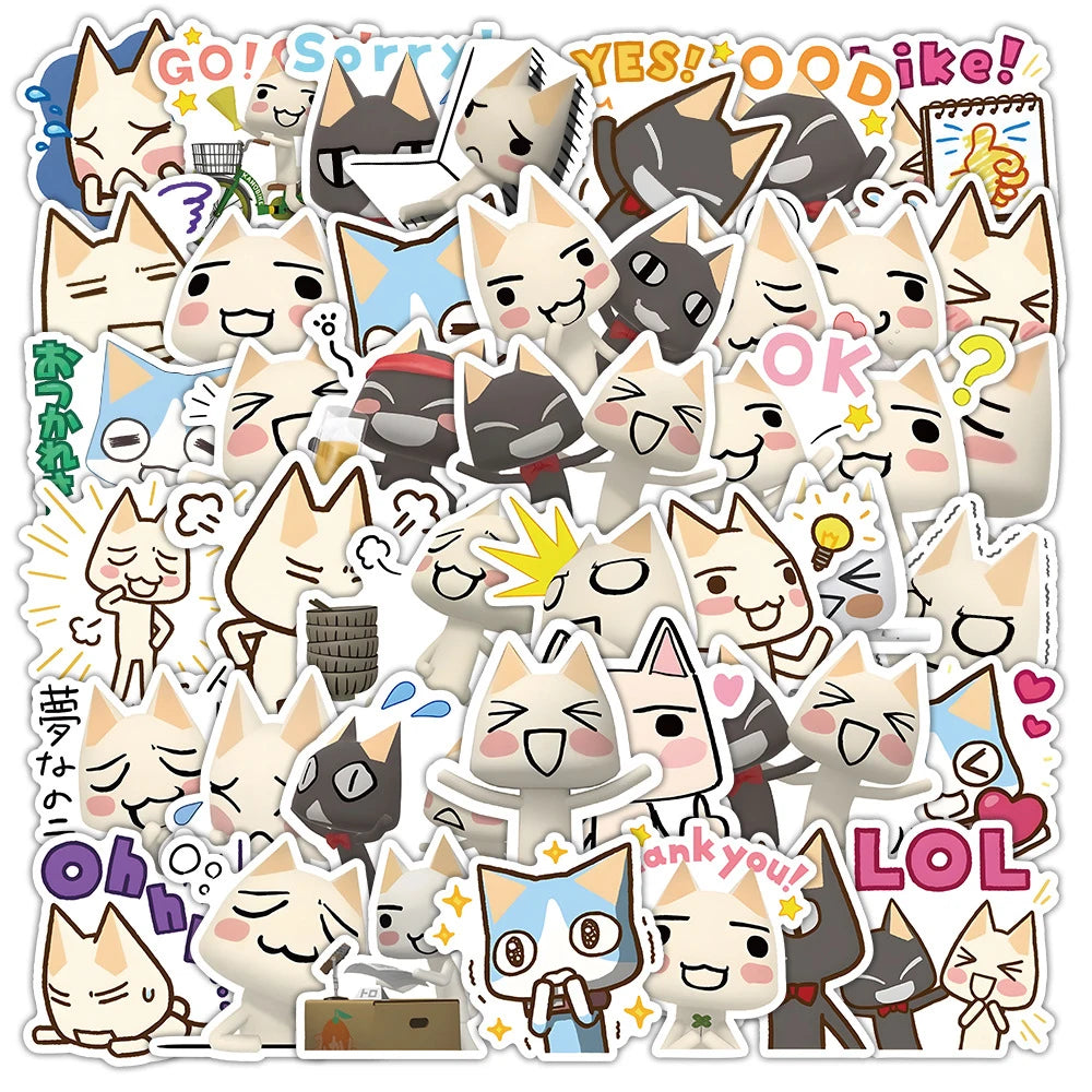 Cute Cartoon Cat Stickers Pack - Laptop, Phone, Fridge, Diary Decor